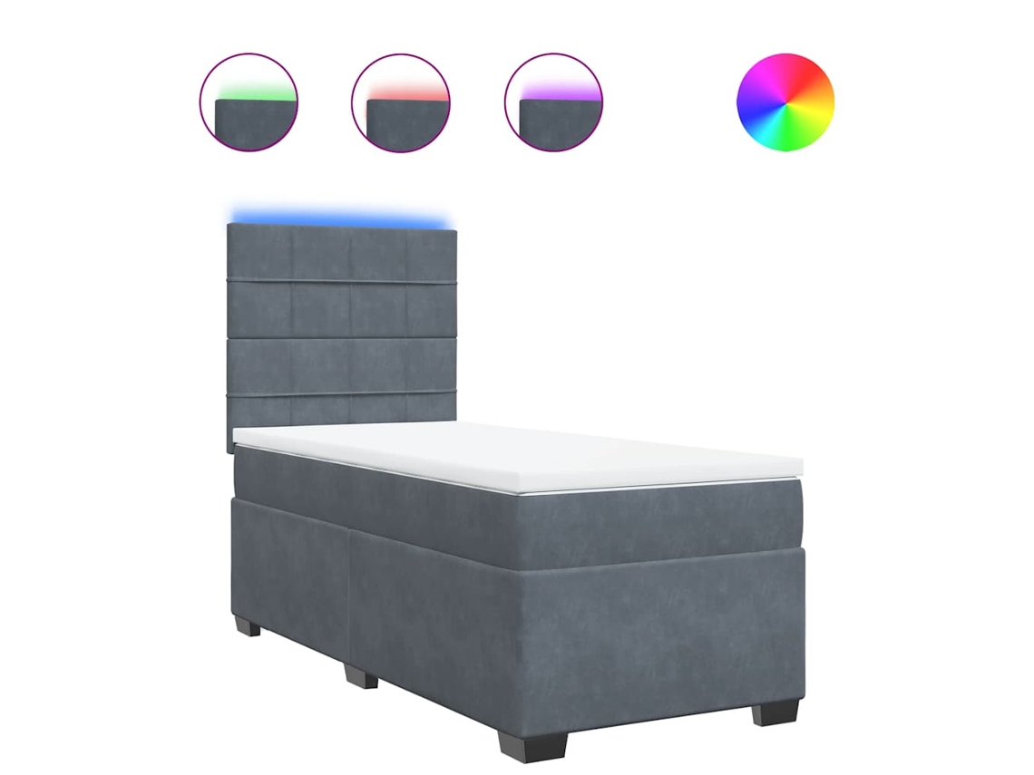 Maison Exclusive - Cama Box Spring Con Colchón Terciopelo Gris Oscuro 100x200 Cm