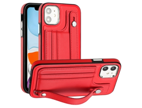 Funda Mobile Phone Cases Shockproof With Wrist para iPhone 11 Piel Marrón