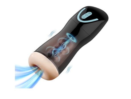 MASTURBADOR VIBRADOR PARA HOMBRES Máquina Vibradora de Masturbación Masculina 2 en 1 Succión 7 Vibraciones y 7 Succiones Negro BISBISOUS