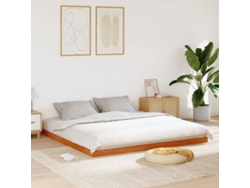 Cama Sin Colchón Madera Maciza De Pino Marrón Cera 200x200 Cm