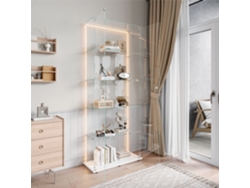 Vitrina de cristal con 5 estantes y compartimento de almacenamiento seguro e iluminación 80x35x185 cm Blanco Rosahqnda