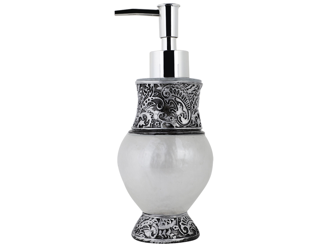 Accesorios de baño amarillos, dispensador de jabón de cerámica pintado a mano con diseños intrincados, un toque decorativo para la cocina o el baño.