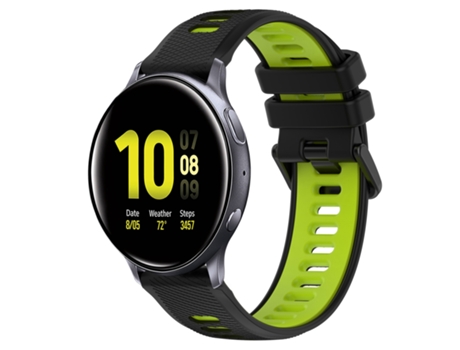 Correa de reloj inteligente para Samsung Galaxy Watch Active2 40 mm 20 mm Correa deportiva de silicona bicolor (negro + verde)