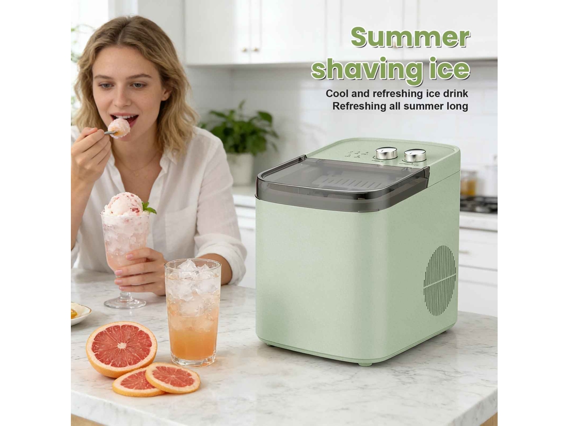 Máquina De Hielo Portátil Verde Menta 1,2l 95w, Hielo En 6-10 Min, 12kg/24h, 2 Tamaños, Limpieza Automática, Diseño Retro