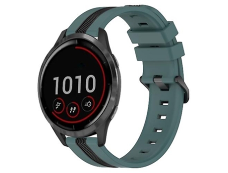 Correa De Reloj Inteligente Para Garmin Vivoactive 4, Banda De Reloj De Silicona Bicolor Vertical Verde-Negro De 22Mm VENISYMLIS