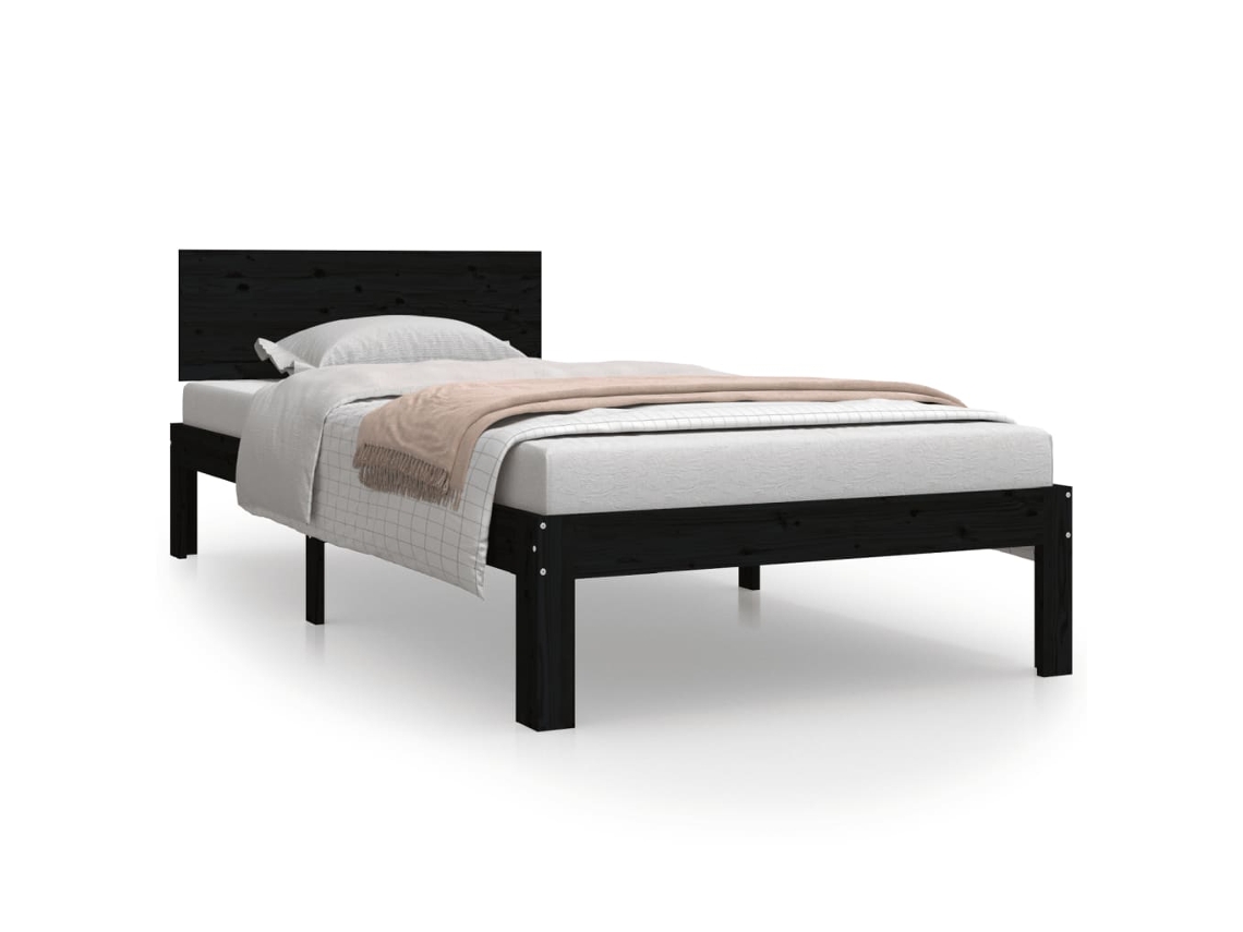 Maison Exclusive - Estructura De Cama Sin Colchón Madera De Pino Negro 90x200 Cm