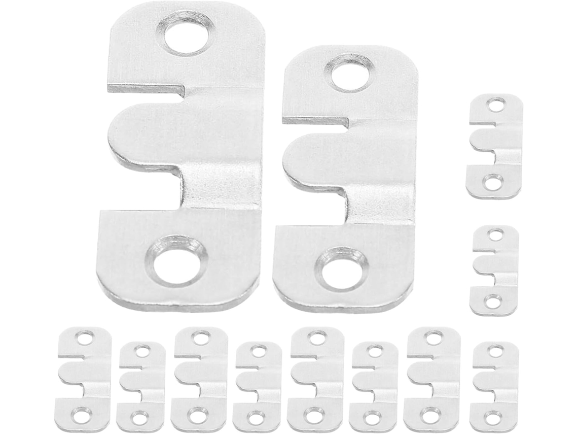 Juego 12 Ganchos Acero Inoxidable Marcos Fotos Espejos Clips Entrelazados Tamaños Grandes Pequeños Fijación