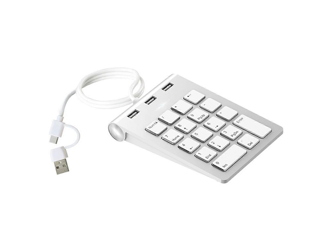 Miniteclado numérico de 18 teclas con 3 puertos USB/C para portátiles y ordenadores de sobremesa. Everley891