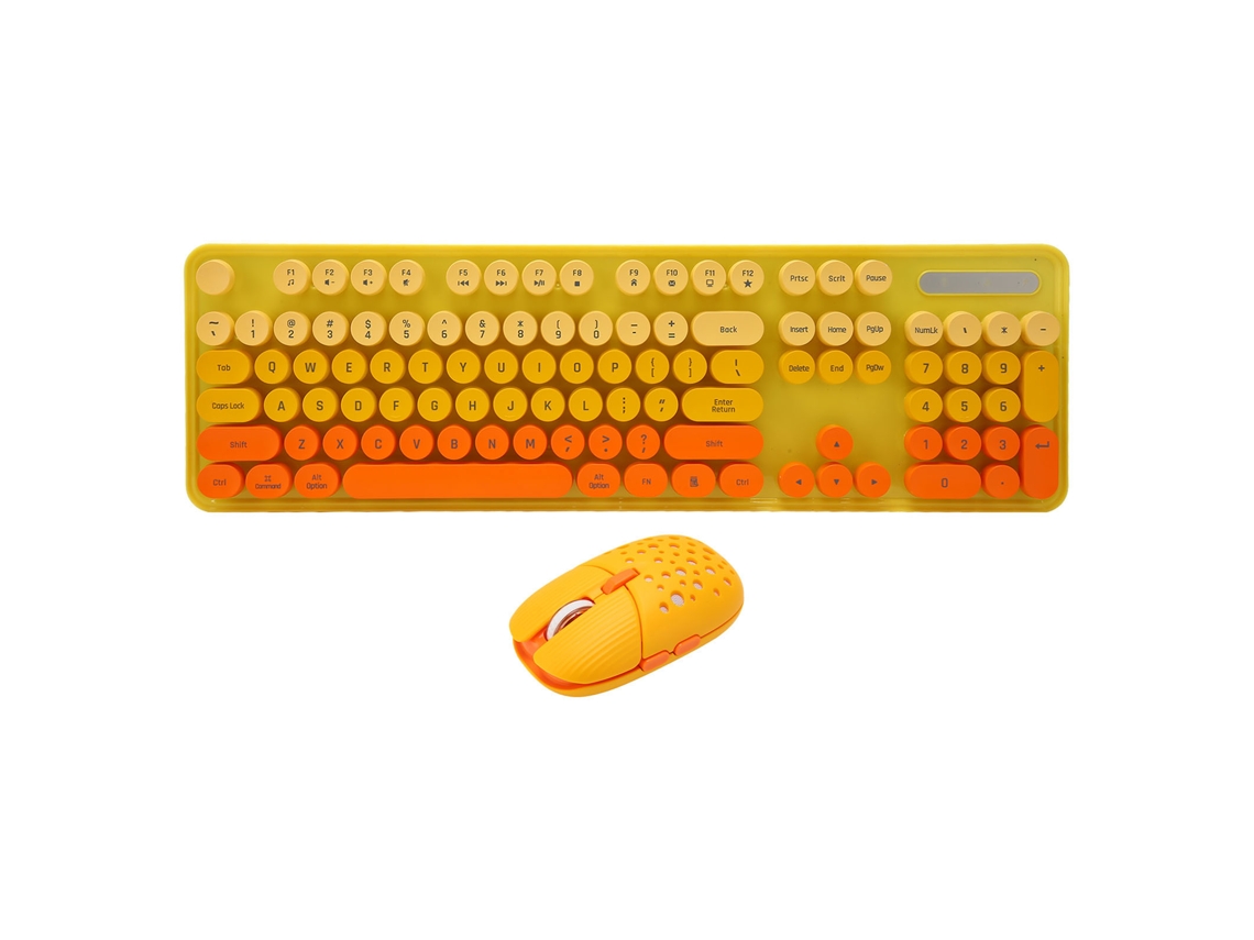 Combo Teclado E Mouse Sem Fio 2.4g Retro Punk 104 Teclas Com Mouse Gamer 3 Dpi Ajustável Abs