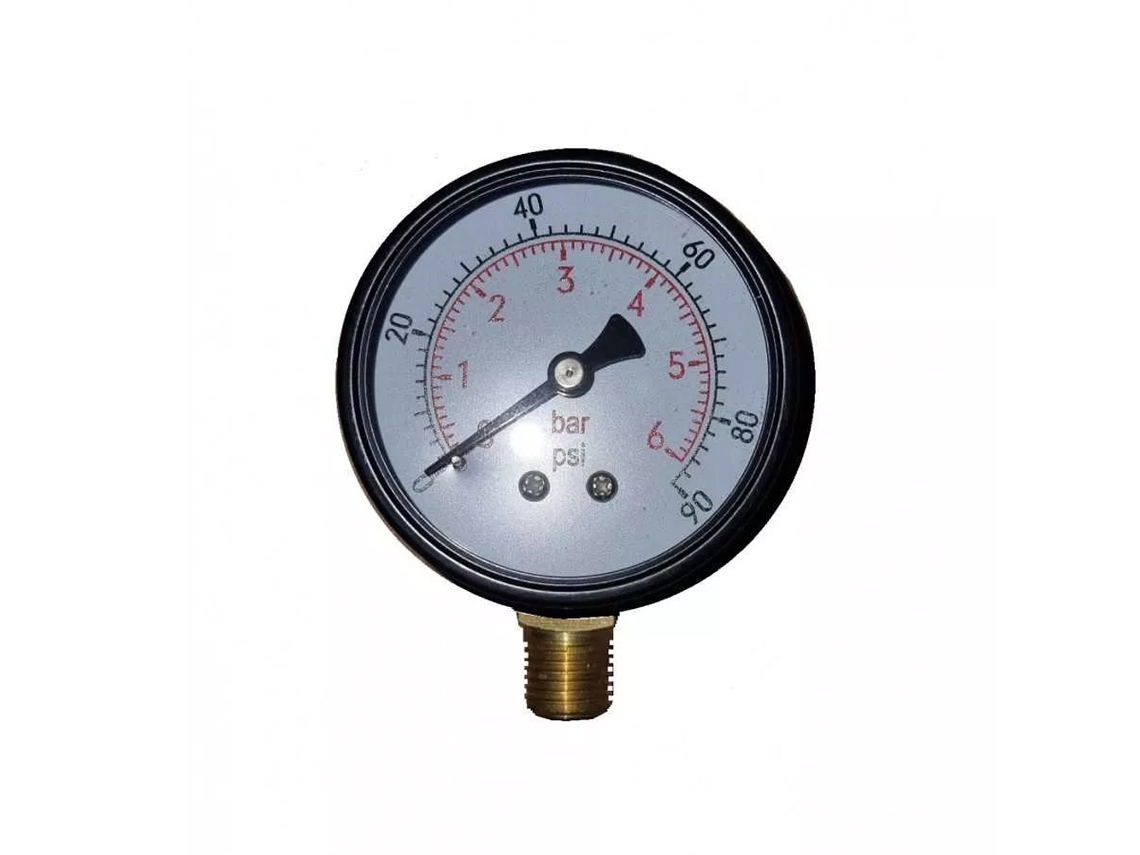 Manómetro Manómetro Aire 0-6 Bar. Manómetro de cuadrante de doble escala. Manómetro de presión de aire utilizado en fontanería y jardinería. (Usado)