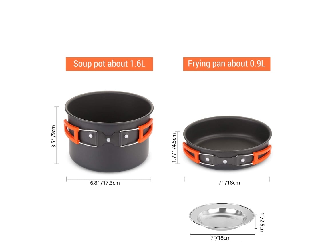 Conjunto De Panelas De Camping Para 2-3 Pessoas Equipamento De Cozinha Outdoor Compacto Para Camping E Passeios