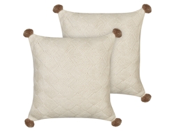 Juego de cojines trenzados BELIANI Oberonia de Algodón Beige 45x45x15