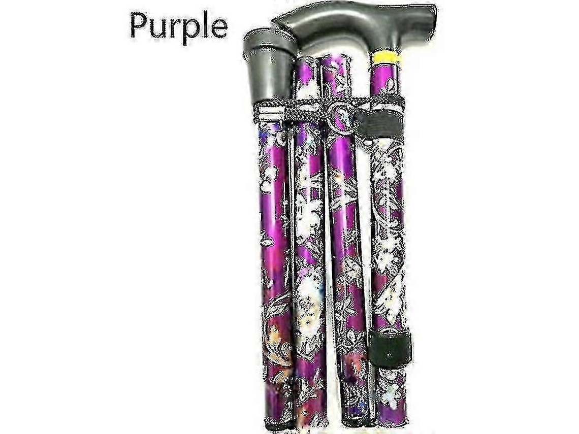 Bastón plegable ajustable de aluminio con diseño floral para senderismo y acampada: ayuda de movilidad duradera