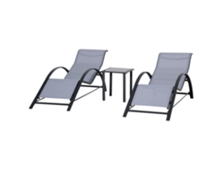 Tumbonas Jardín, Mesa Cristal, 59x169x66cm, Gris