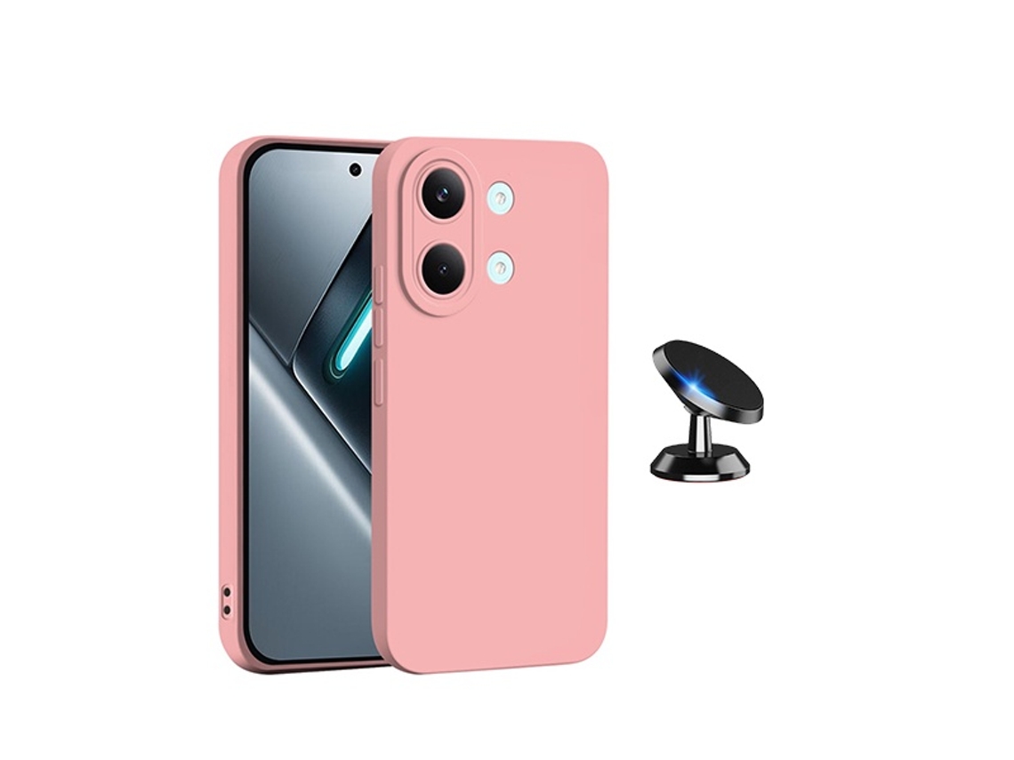 Kit Suporte Magnético Capa Silicone Líquido Phonecare Para Xiaomi Poco X8 Pro Max - Rosa