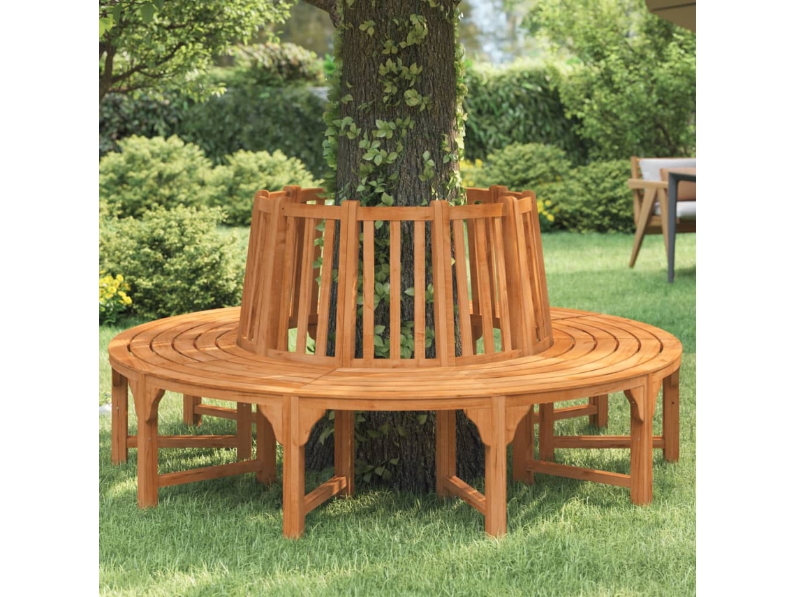 Banco redondo de madera maciza de eucalipto de 208 cm de diámetro, DKD Home Decor