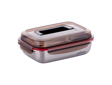 Recipiente Rectangular con Asa de 1.9L en Acero Inoxidable Apto Microondas CUITISAN