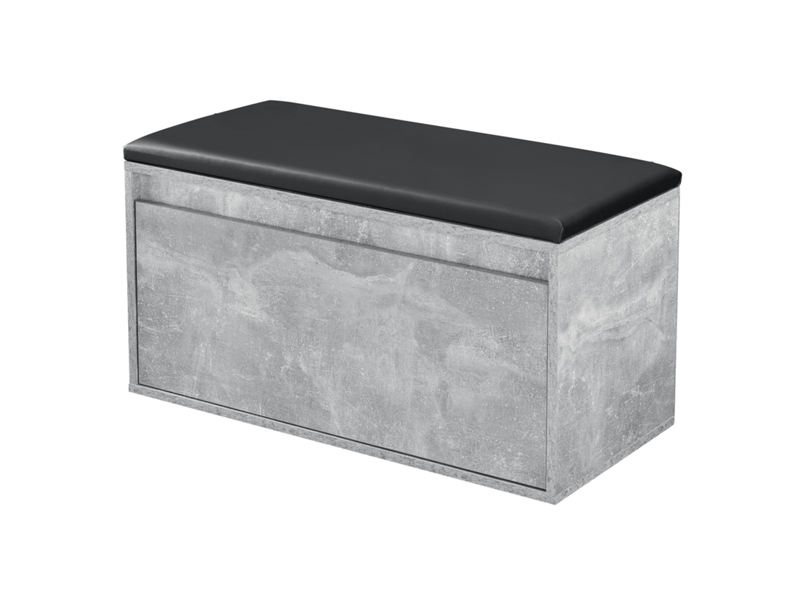Banco zapatero Degerfors con cajón 80x39x45 cm - Efecto hormigón/Negro [EN.CASA]