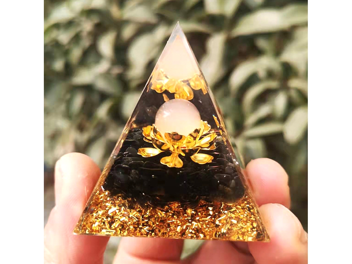 Exquisita Pirámide De Orgonita De 5 Cm, Resina Epoxi, Piedra Decorativa Para Oficina Y Hogar, Qk15, Flor Rosa