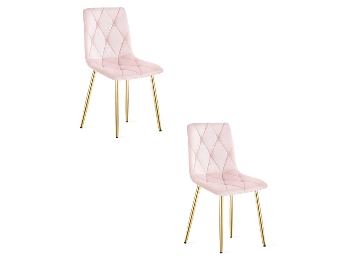 Silla De Comedor Juego De 2 Piezas Tyra Asiento Rosa Claro, Patas Color Madera, Asiento Acolchado, Asiento Ergonómico