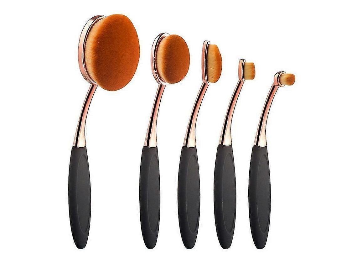 Pincel De Maquiagem Oval Grande, Cabelo Sintético Suave, Aplicação Rápida E Perfeita, Preto