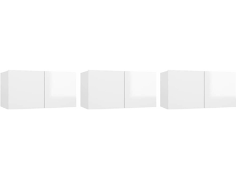 Conjunto 3 Mueble para la televisión VIDAXL Blanco Madera contrachapada (60x30x30 cm)
