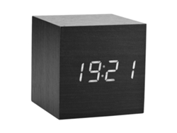Reloj De Mesa Digital Con Alarma, De Madera, 6x6x6 Cm, Control Por Voz, Pantalla Led, Control De Temperatura.