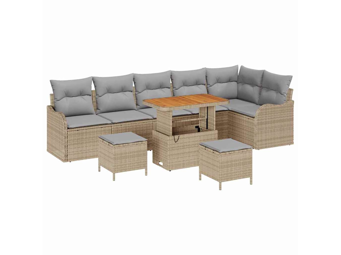 Maison Exclusive - Conjunto de sofás de jardín de 9 piezas en beige y gris claro