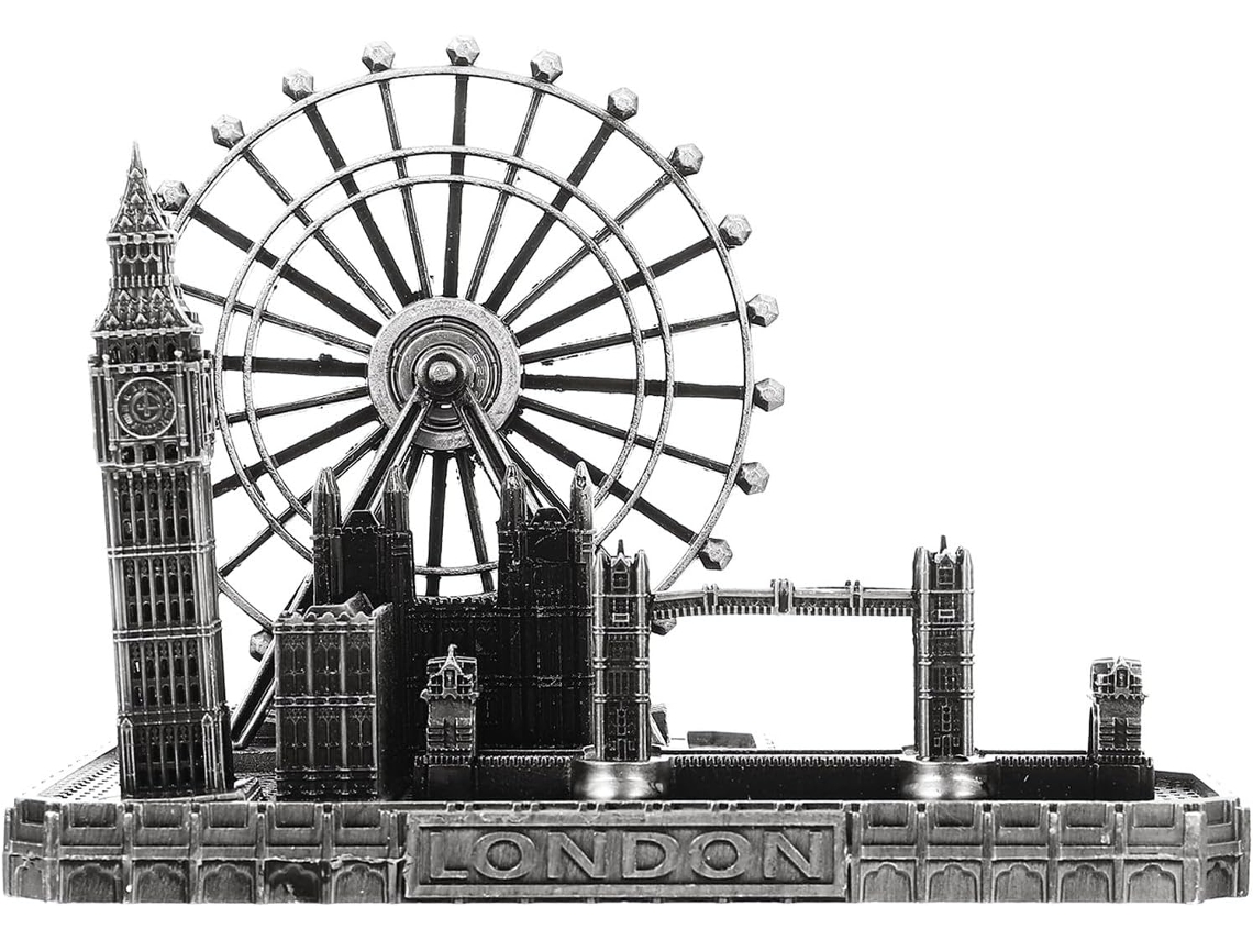 Figura Del Big Ben En Aleación De Plata Duradera, Diseño Artístico Sencillo