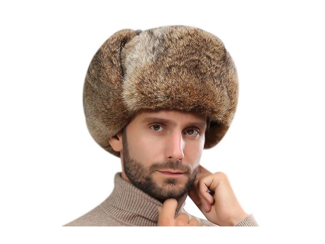 2026-gorro De Invierno Ruso De Piel De Conejo Con Aletas Para Orejas Trapper Bomber Regalo Para Hombres L Caqui