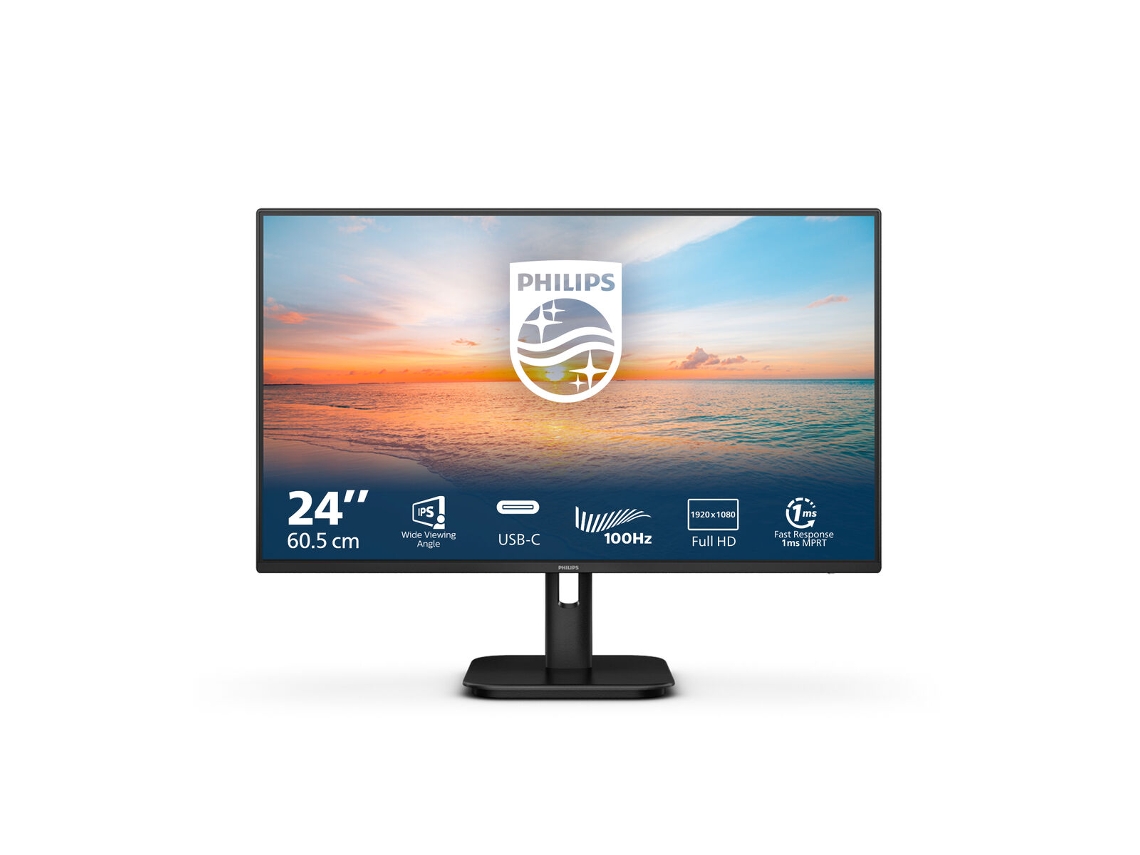 Monitor PHILIPS 24E1N1300A/00 (Negro - Full HD - 23,8" - IPS - LCD - Flicker free - 1 ms)