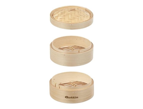 Quttin Bamboo Food Vaporera de Aire Caliente 2 Niveles 23-21 X 15,5 cm