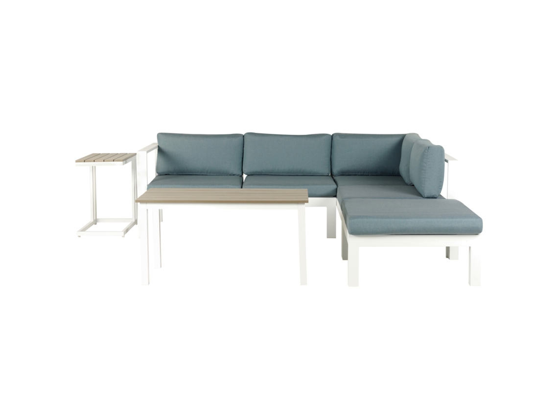 Conjunto de sala de estar 5 plazas de metal blanco/madera clara/verde menta BELIANI Messina