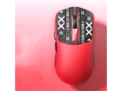 Ratón inalámbrico ergonómico para juegos Yizhood SC580 Paw3325 con sensor de tres modos, recargable, 10 000 ppp, color rojo