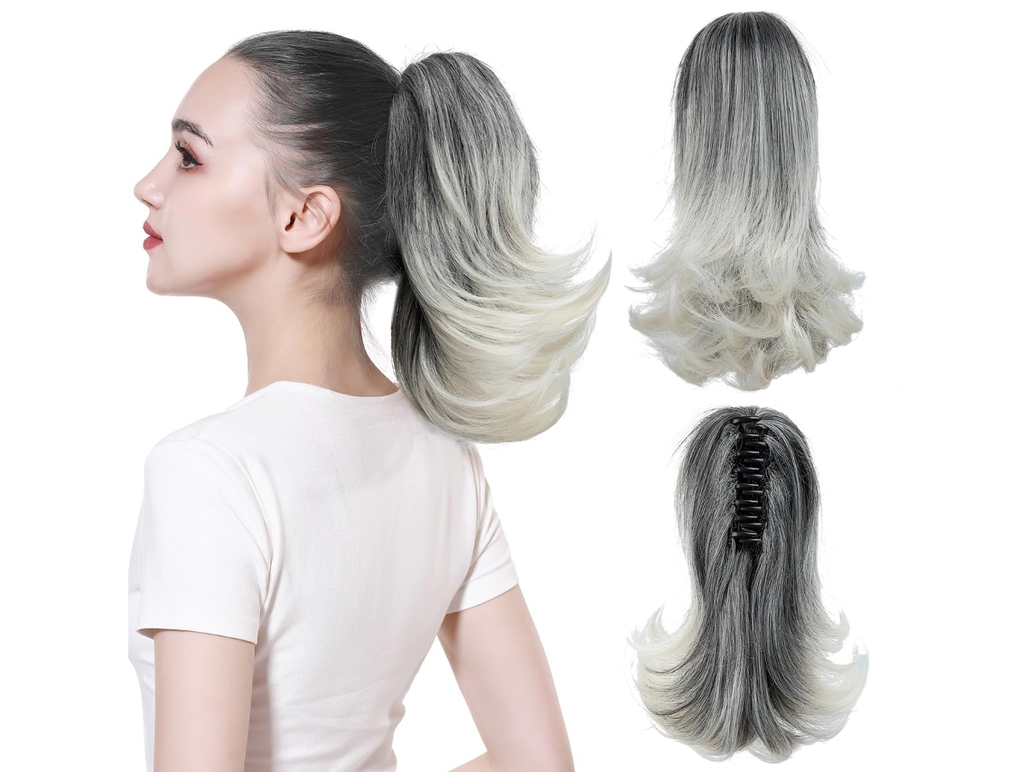Peluca, extensión de cola de caballo con clip para mujer, microrizada (estilo 9/30 cm) Gertiz