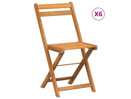 Conjunto 6 Sillas de terraza plegables VIDAXL madera maciza de acacia (40 x 51 x 80 cm)