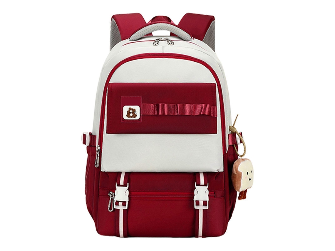 Mochila elegante para adolescentes en nylon con compartimento para computadora portátil, mochila informal para uso escolar diario, roja.