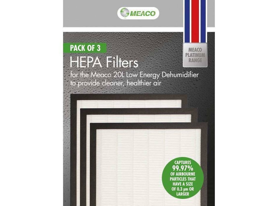 Juego de 3 Filtros MEACO HEPA para Deshumidificador 12 L