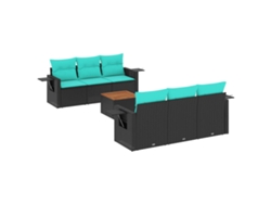 Maison Exclusive - Conjunto De Sofá De Jardín De 7 Piezas Con Cojines, De Poliratán Negro
