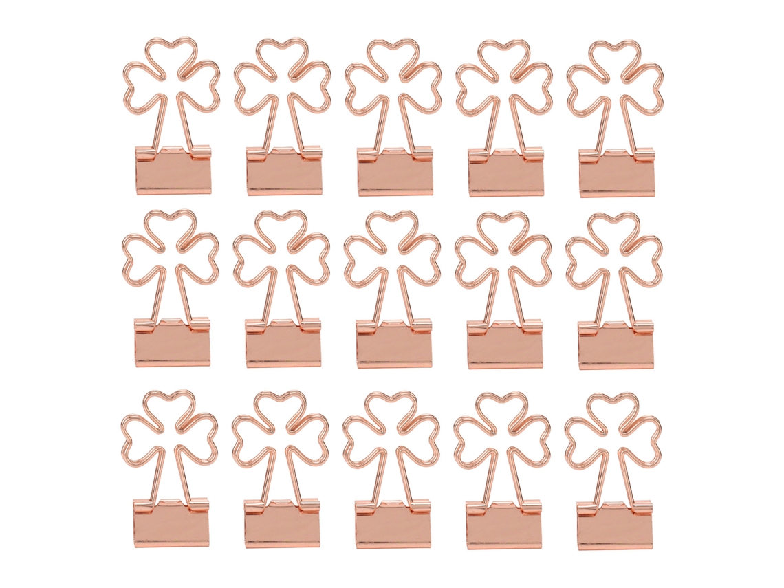 15 Clips De Papel Metalicos Bonitos Rosa Trefoil Para Oficina Hogar Escuela Fuerte Agarre