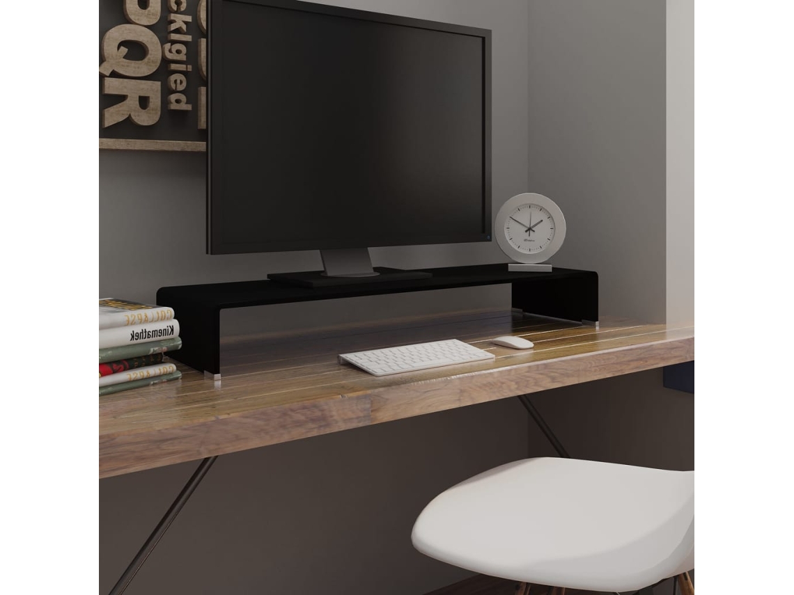 Mueble Suporte de Tv/Monitores en Cristal Negro 100X30X13 Cm