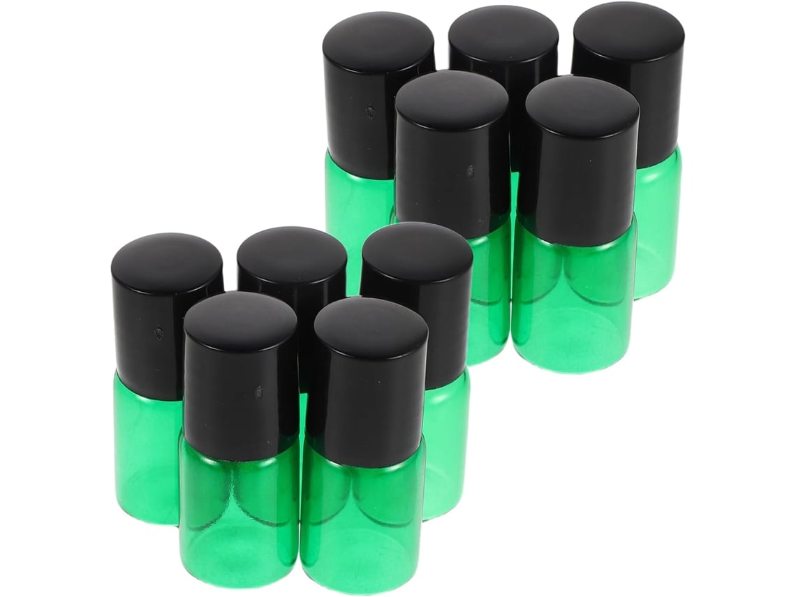 Juego De 15 Frascos Roll-on De Vidrio Verde Recargables De 2 Ml Con Bola Para Aceites Esenciales.