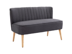 Sofá De 2 Plazas En Tela Efecto Lino Sin Reposabrazos Con Patas De Madera, 117 X 56,5 X 77 Cm, Gris Oscuro.