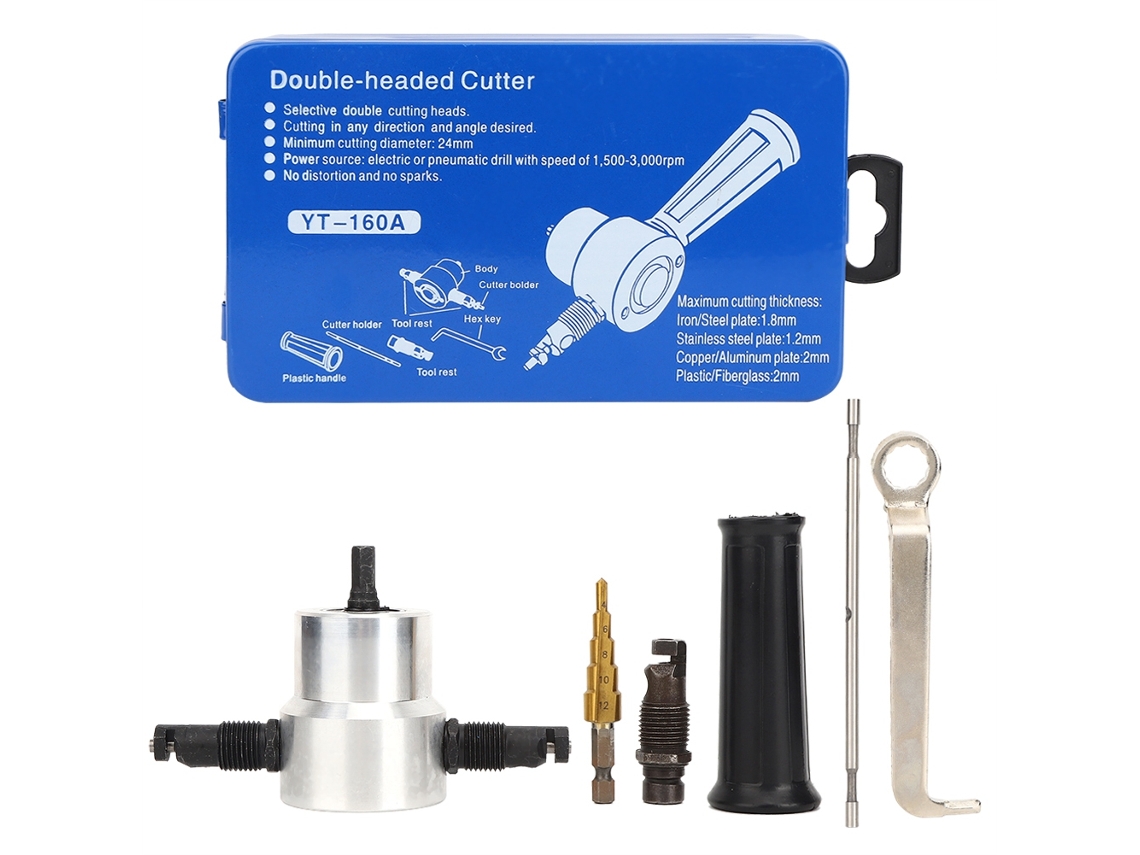 Kit De 6 Cuchillas Dobles Para Cortar Chapa Metálica Con Accesorio Para Broca.