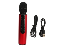 Micrófono Inalámbrico Capacitivo Para Karaoke Con Dos Altavoces, Bluetooth Portátil Para Cantar, Rojo.
