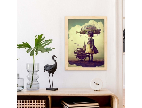 NACNIC Poster Exploradora En Estilo Surrealismo Cinematográfico Ilustraciones Y Grabados De Historieta Abstracta Y Artística A4 Marcos Negros