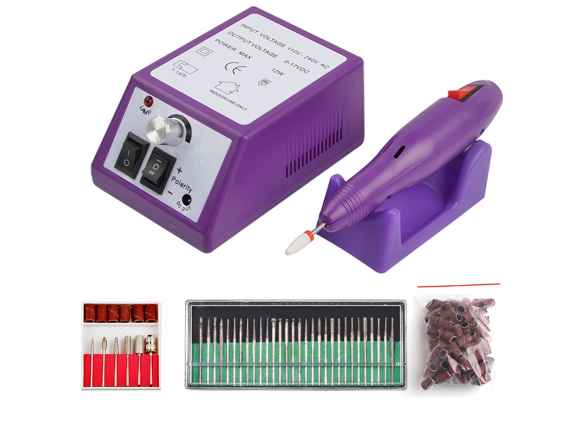 Lima de uñas eléctrica 5 en 1 Eifson de 20 000 RPM con 36 almohadillas de lijado y 50 discos de lijado (morado)