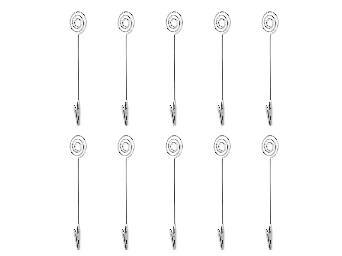 10 Piezas Clip De Notas De Mesa Portatarjetas Metálico Redondo Plata Para Tarjetas De Negocio Y Fotos