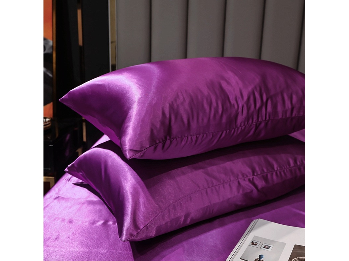 2Pack Fronha De Cetim Brilhante Fronha Anti-Seda Mais Macia Que Fronha Para Cabelo-Violeta