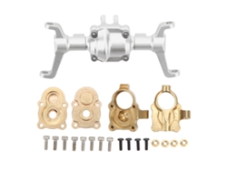 Conjunto De Carcasa Del Eje Delantero Con Copa De Dirección Cnc Para Coche Rc 1/24 Fms Xiaoqi Fcx24, Metal Plateado.